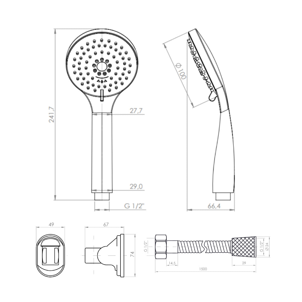 Juego de Ducha Cascia Negro Mate