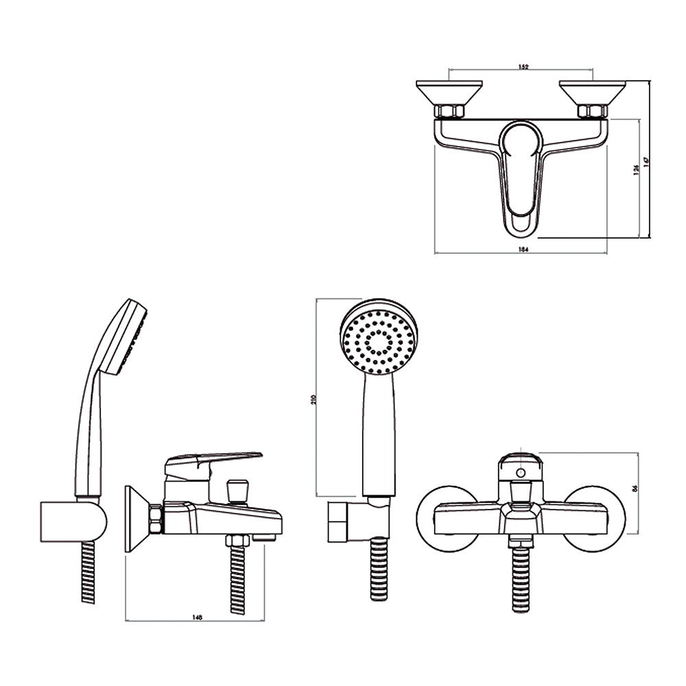 Monomando Tina Ducha Pádova Negro Mate