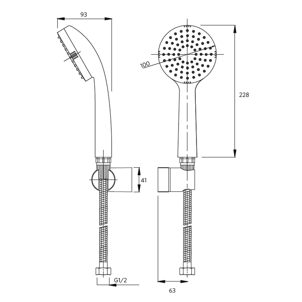 Juego Ducha 1 Función Limpiable Negro