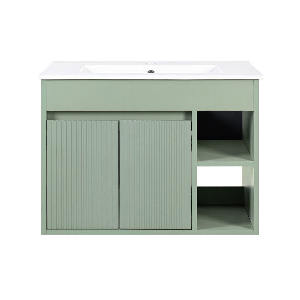 Mueble Vanitorio Lille Sage Green Texturado + Cubierta 70x46x50 cm