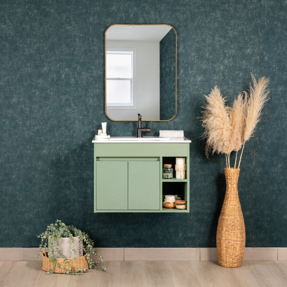 Mueble Vanitorio Lille Sage Green + Cubierta 70x46x50 cm