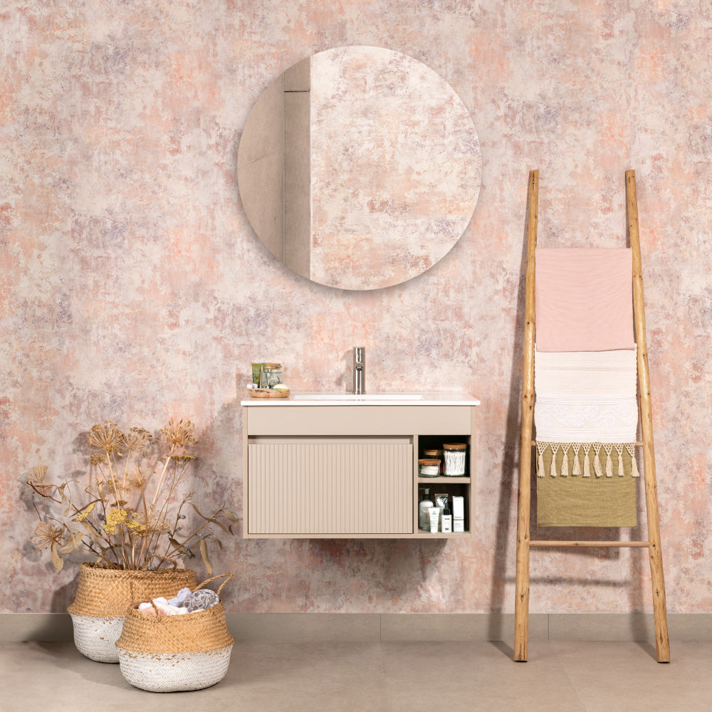 Mueble Vanitorio Marsella Greige Texturado + Cubierta 60x46x50 cm