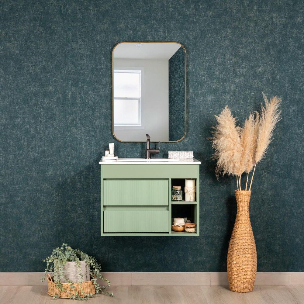 Mueble Vanitorio Texturado Paris Sage Green Texturado + Cubierta 60x46x50 cm