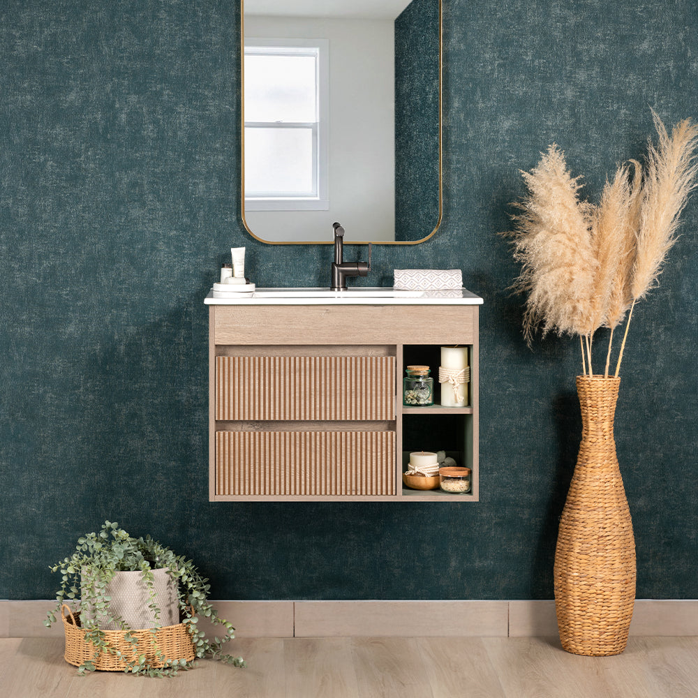 Mueble Vanitorio Texturado Paris Lenga Texturado + Cubierta 60x46x50 cm