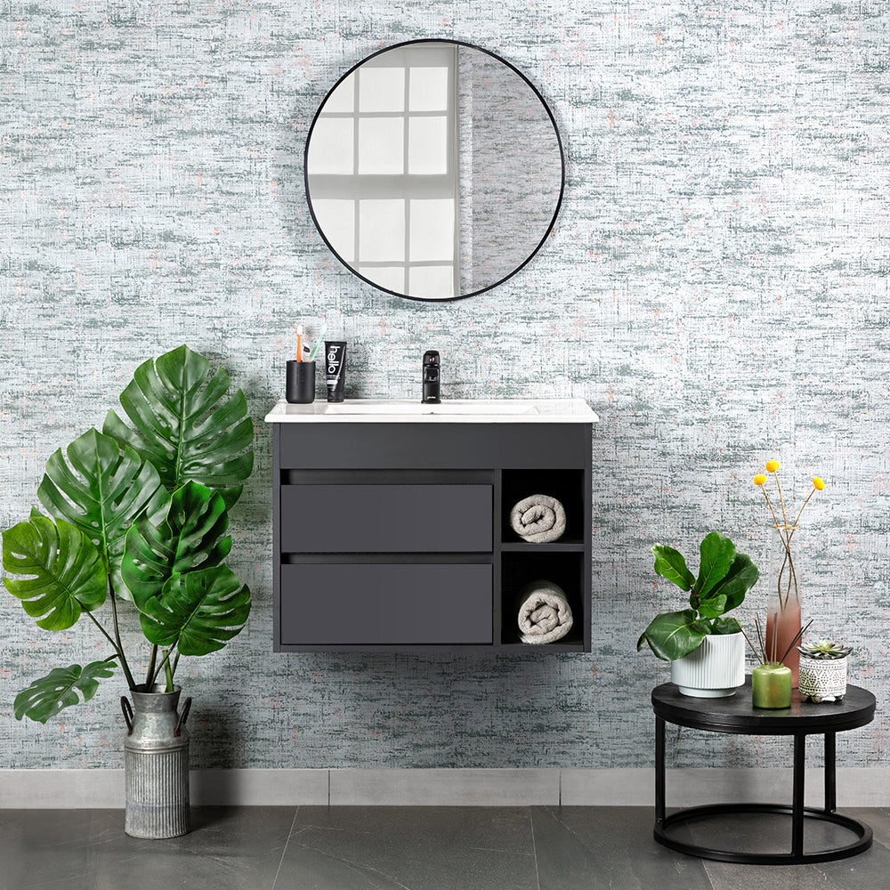 Mueble Vanitorio Paris Dark Grey + Cubierta 60x46x50 cm