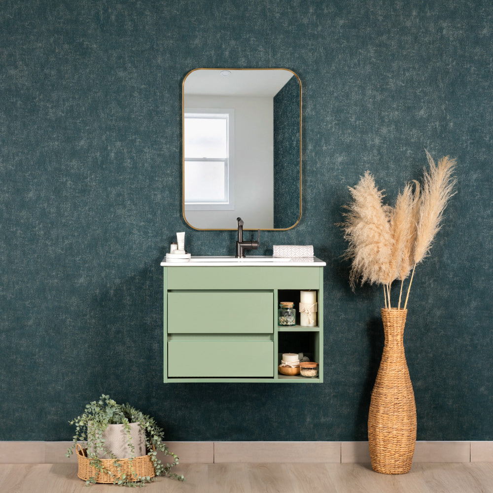 Mueble Vanitorio Paris Sage Green + Cubierta 70x46x50 cm