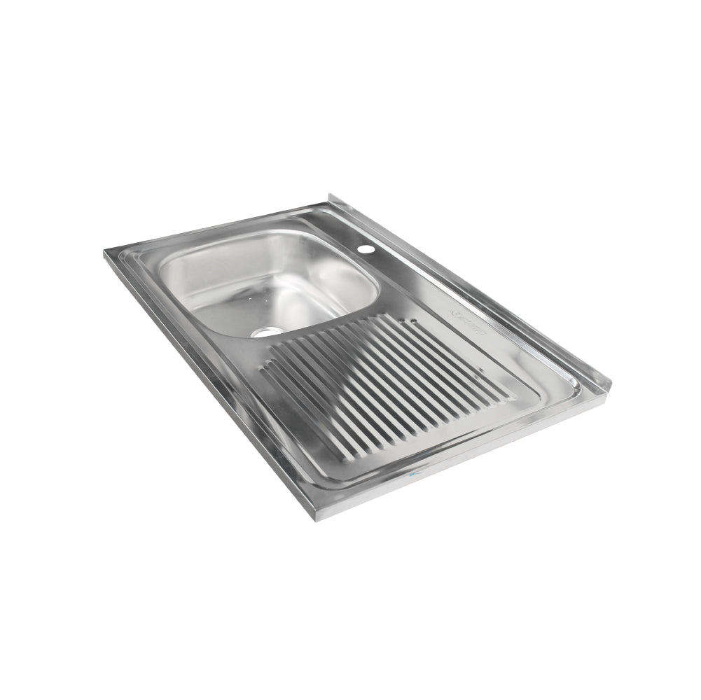 Lavaplatos Sobreponer Inox una Cubeta 80x50 Derecho con Desague