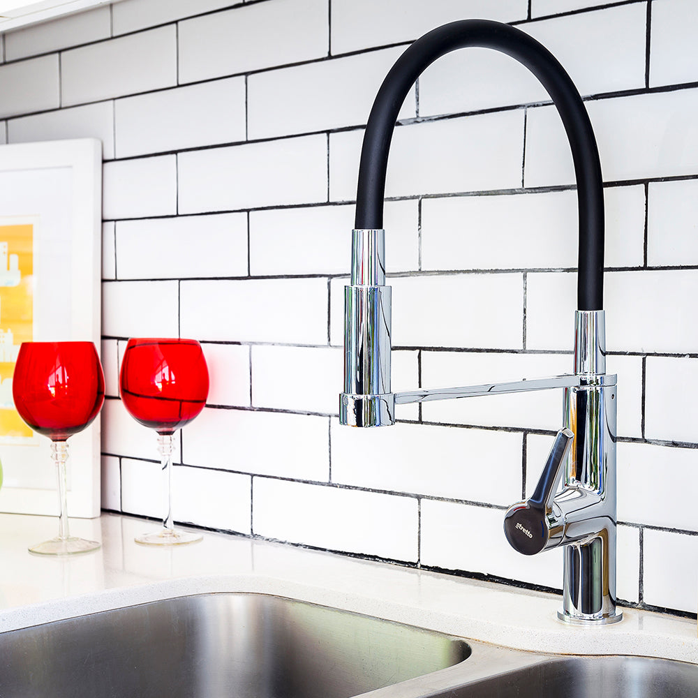 Monomando Lavaplatos Flexible Exo Cromo/Negro Mate