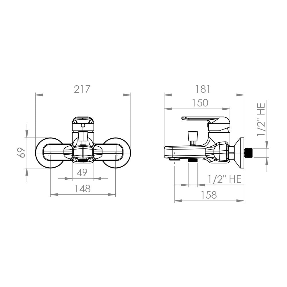 Monomando Tina Ducha Glasgow Cromo