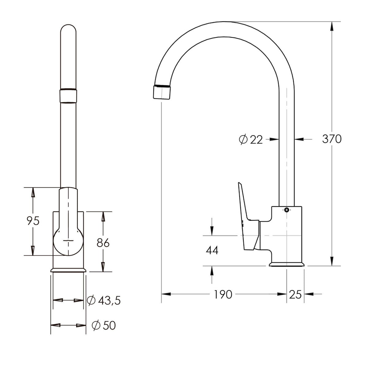 Monomando Lavaplatos Arezzo Negro Mate