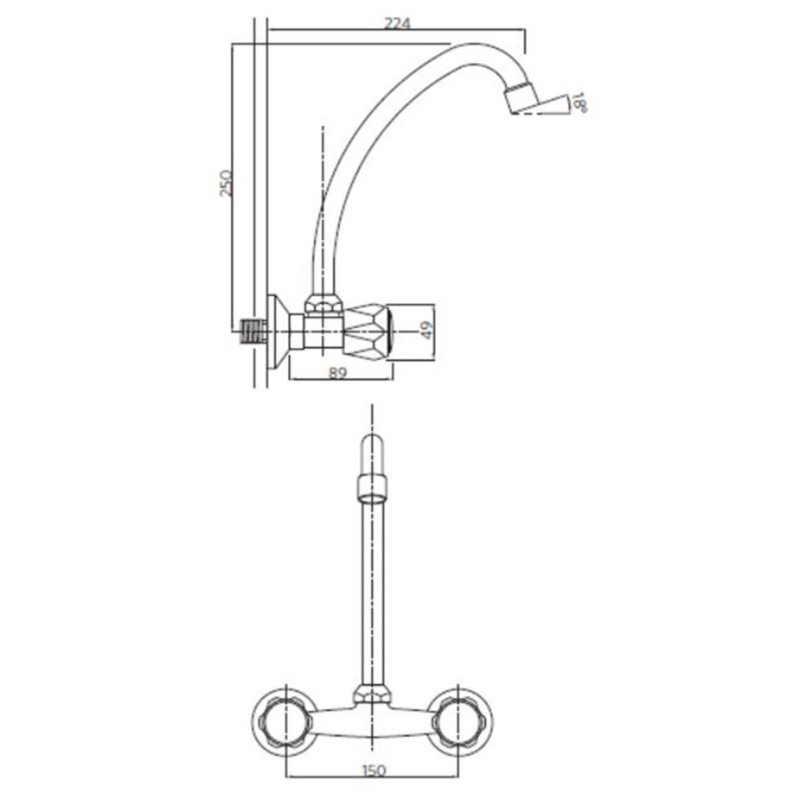 Combinación Lavaplatos 6" a muro Mossini Metal Cromo