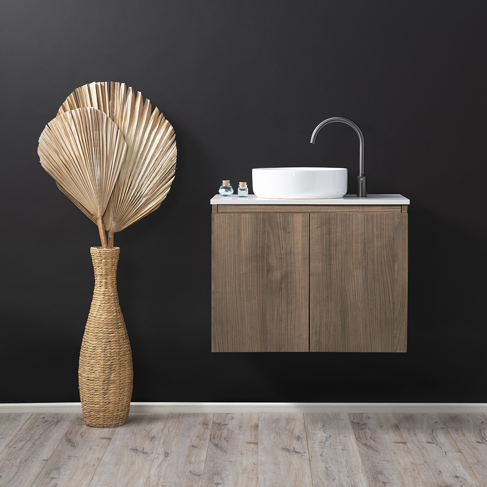 Mueble Vanitorio Sobre Cubierta Redondo Completo 80x46 cm Ermes