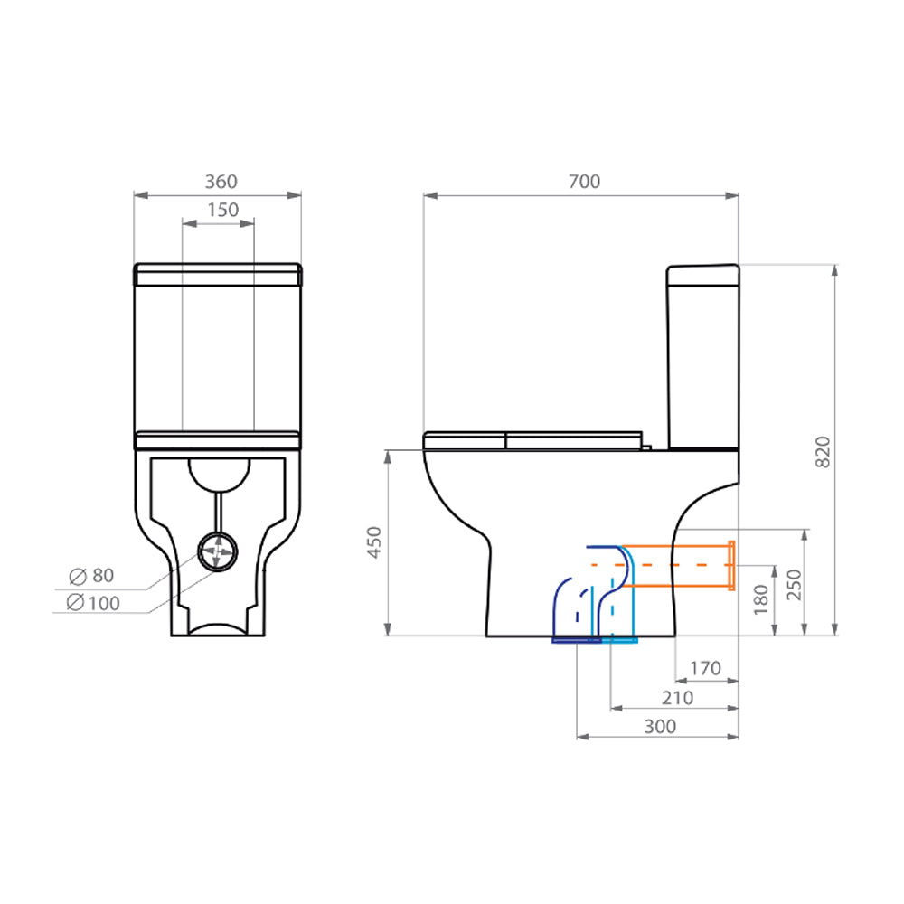 Sanitario WC Two Piece Acros Plus - Salida a Piso (Vertical)