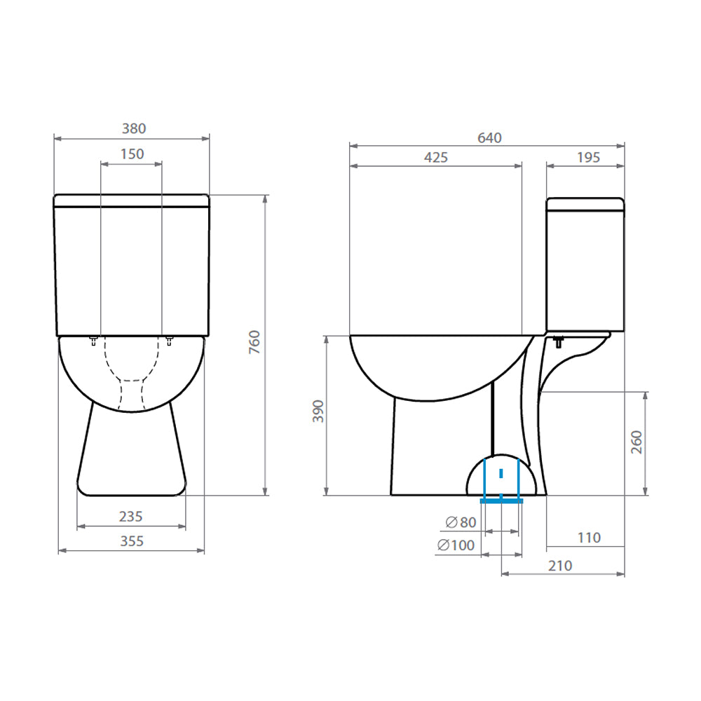 Sanitario Wc Two Piece Aura Plus - Descarga Piso 21 cm (Vertical)