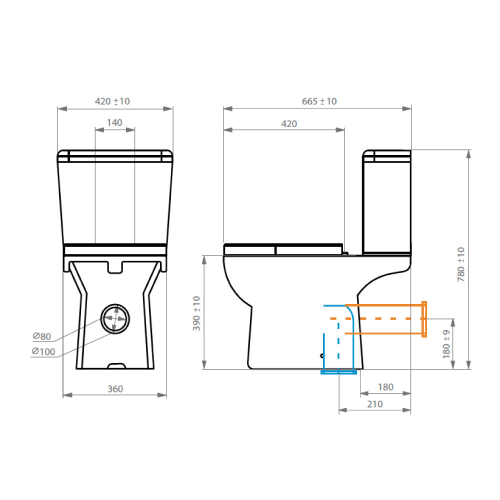 Sanitario WC Completo New Ares - Descarga a Piso (Vertical)