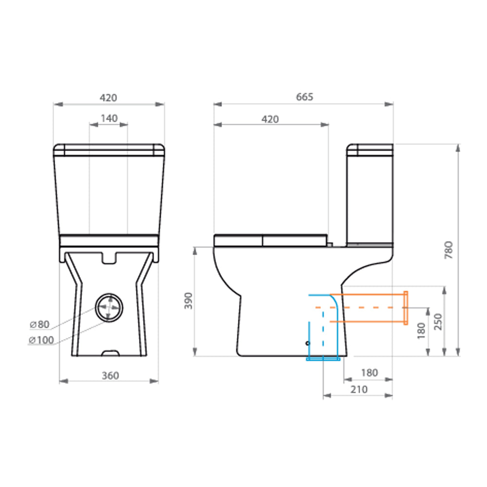 Taza WC New Ares con Fijaciones - Salida Dual (Vertical y Horizontal)