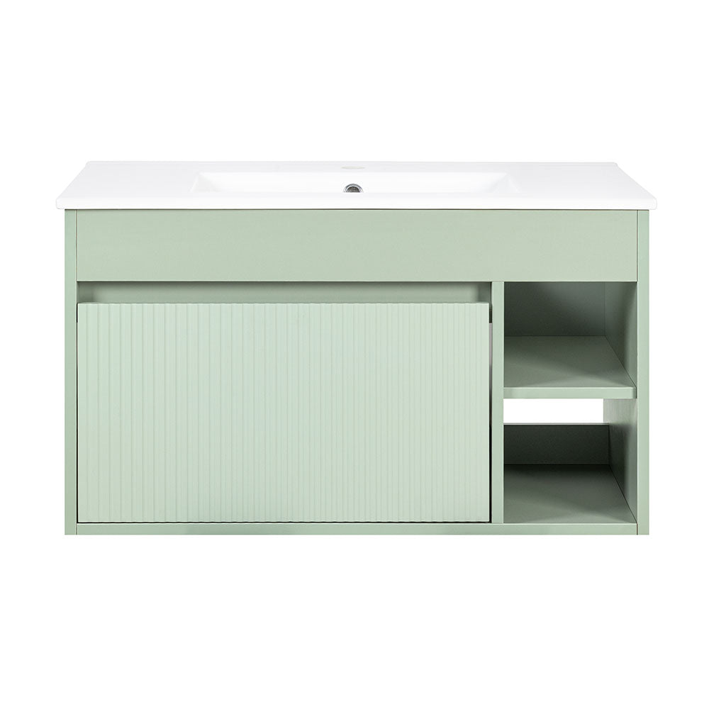 Mueble Vanitorio Completo Marsella 70x46 Color Sage Green Texturado