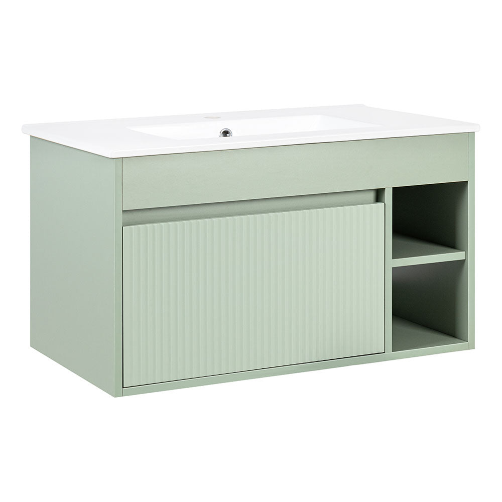 Mueble Vanitorio Completo Marsella 70x46 Color Sage Green Texturado