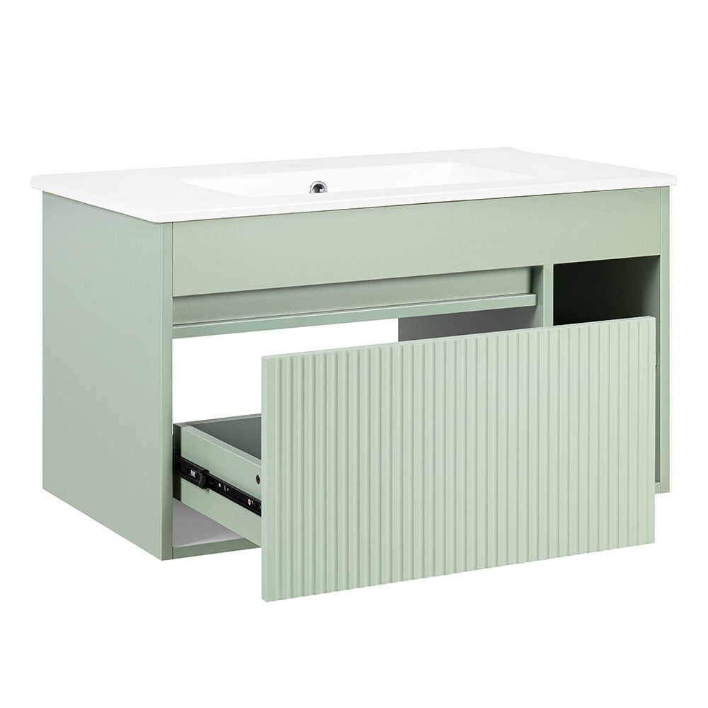 Mueble Vanitorio Completo Marsella 70x46 Color Sage Green Texturado