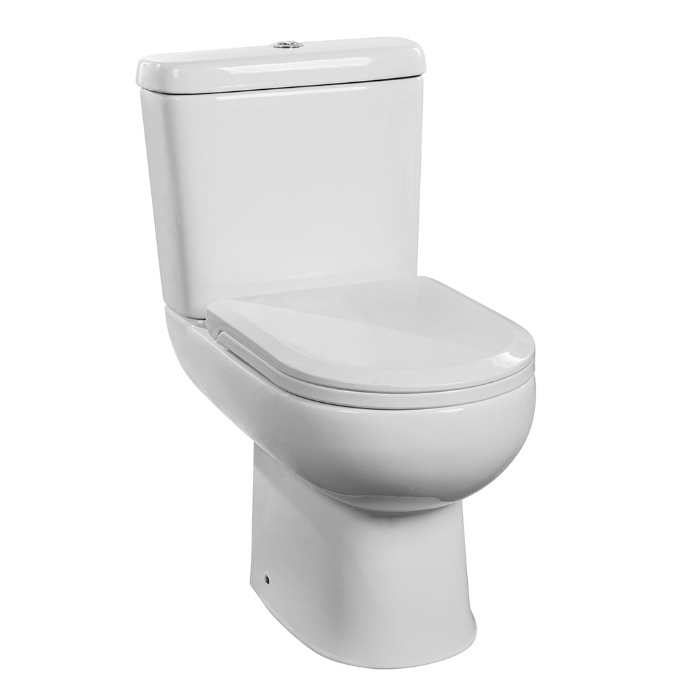 Taza WC Atos con asiento, fijaciones y Manguito 90 mm - Salida a piso (Vertical)