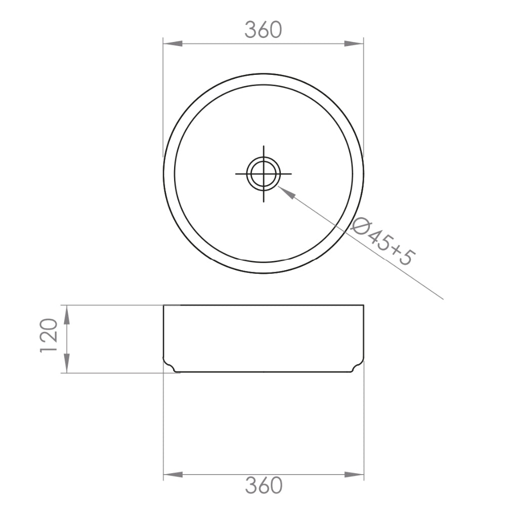 Vanitorio sobre cubierta redondo 36x36x12cm