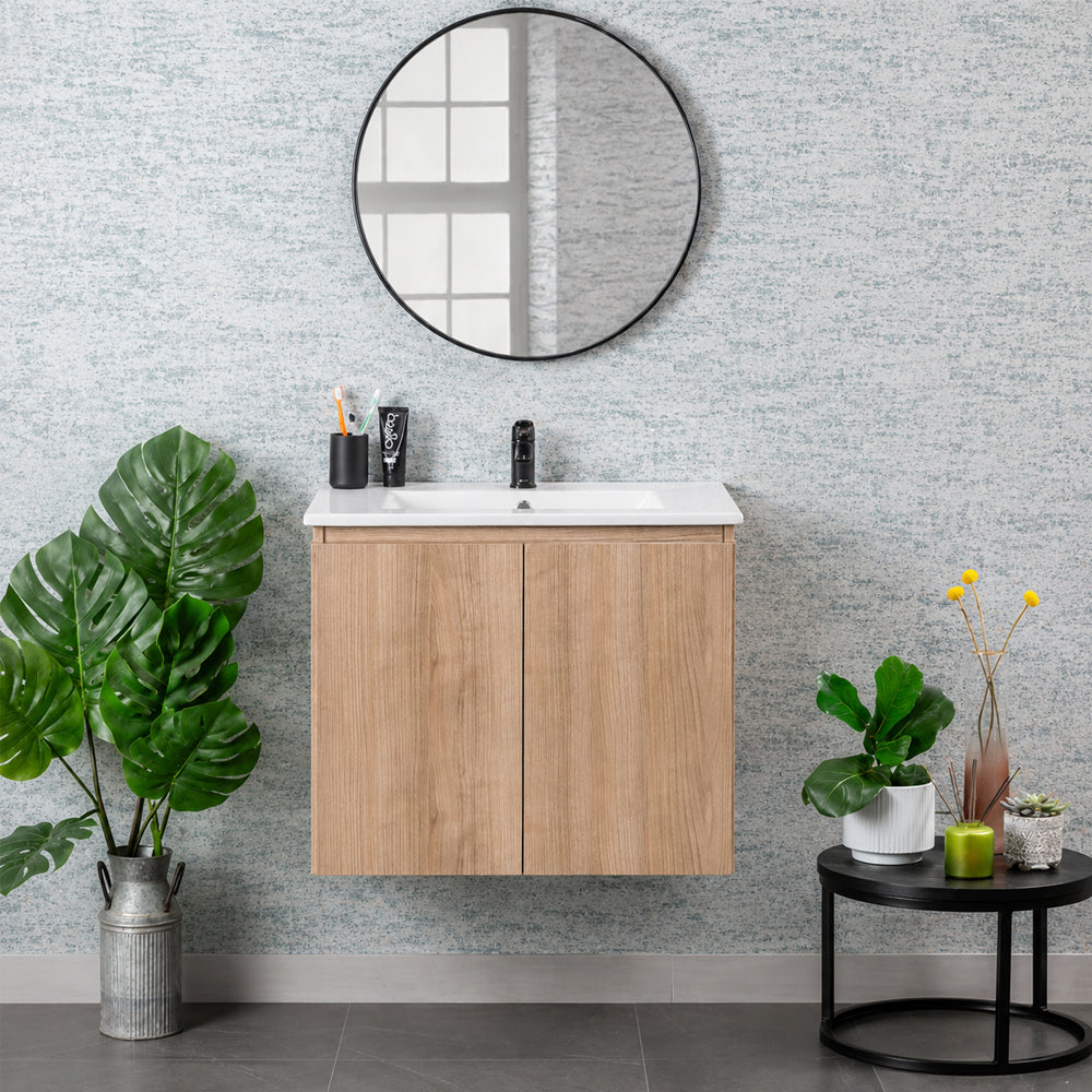 Mueble Vanitorio Mince Nogal + Cubierta 90x46x50 cm