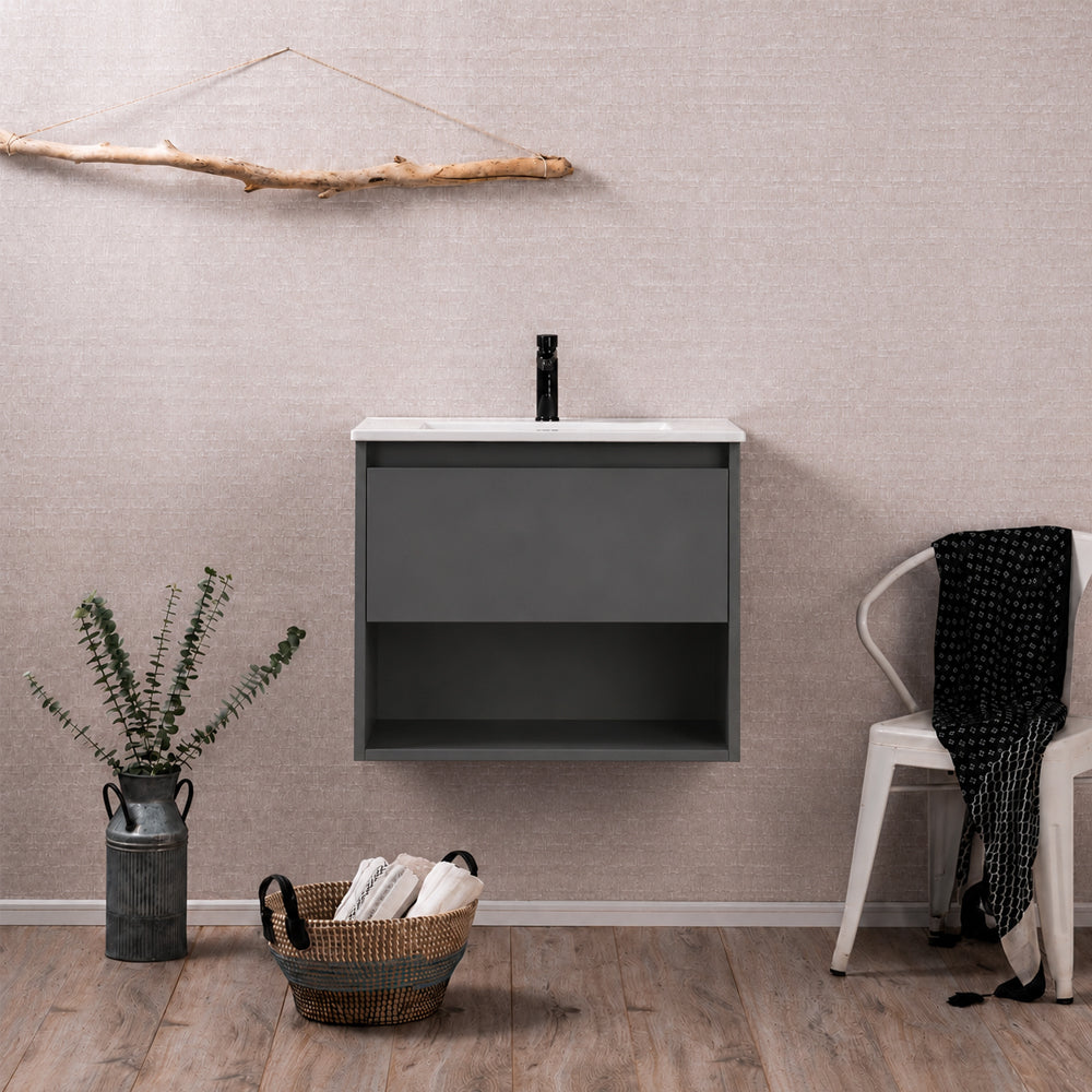 Mueble Vanitorio Zoé Gris Grafito + Cubierta 70x46x50 cm