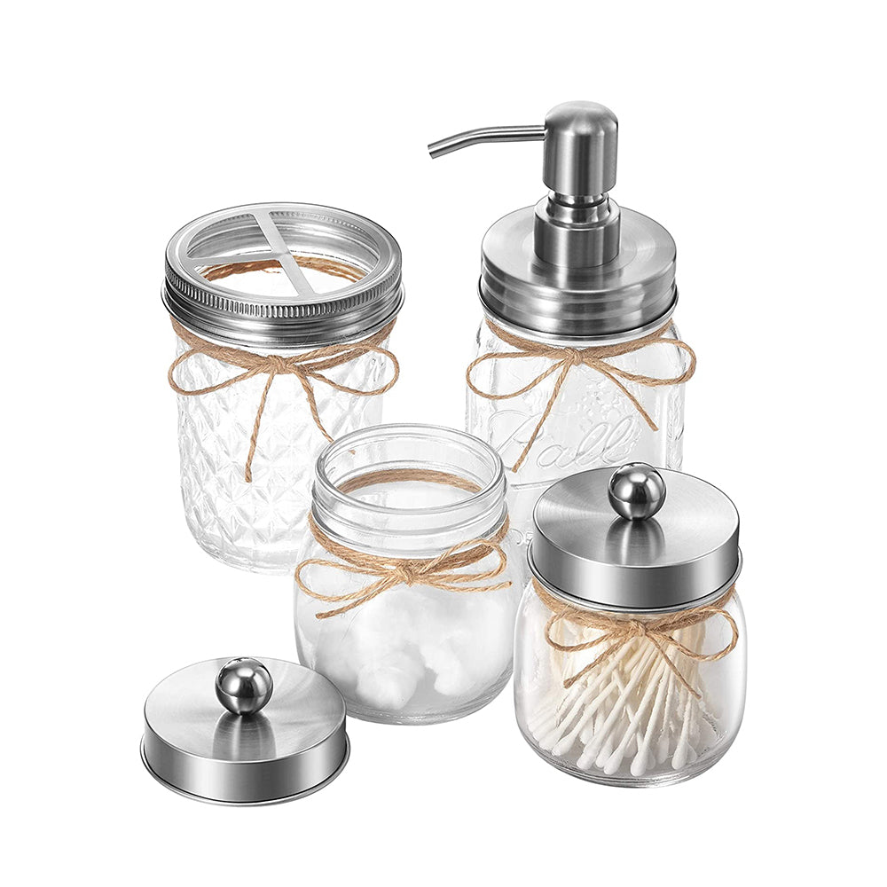 Kit Accesorios Baño Vidrio 4 Piezas Metal