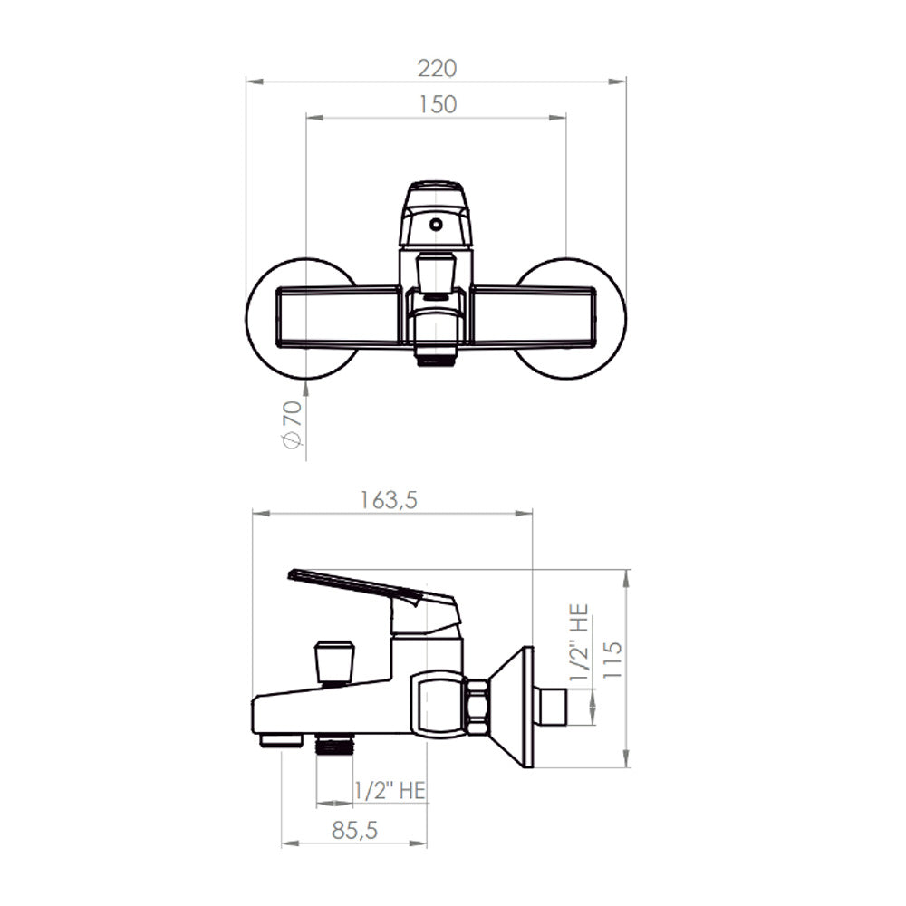 Monomando Tina Ducha Módena Eco Negro Mate