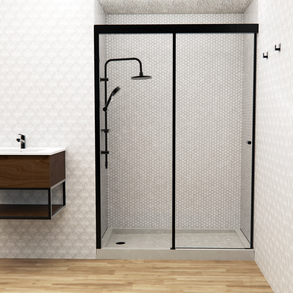 Mampara Corredera Hera 140x185 cm Negro Mate Ajustable ±3 cm