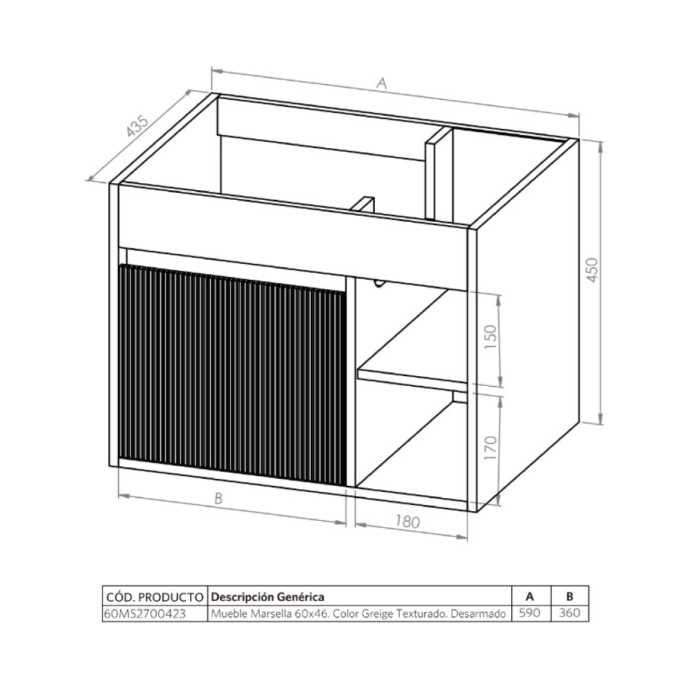 Mueble de Baño Completo Marsella Greige Texturado