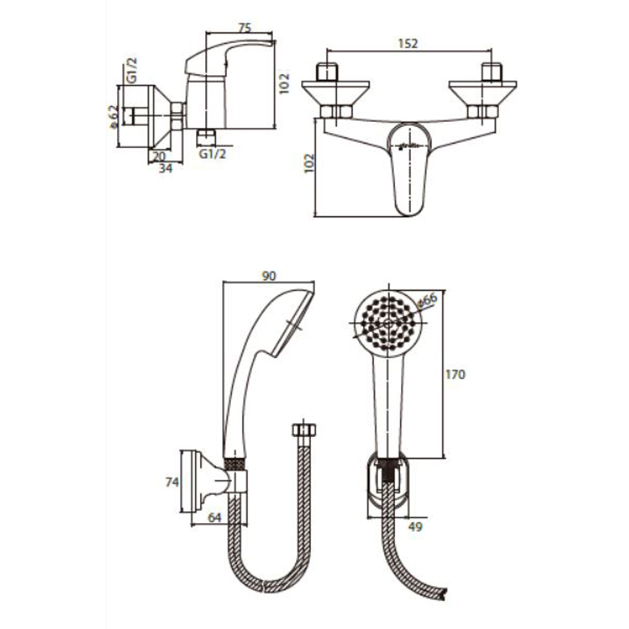 Monomando Ducha New Standard Cromo