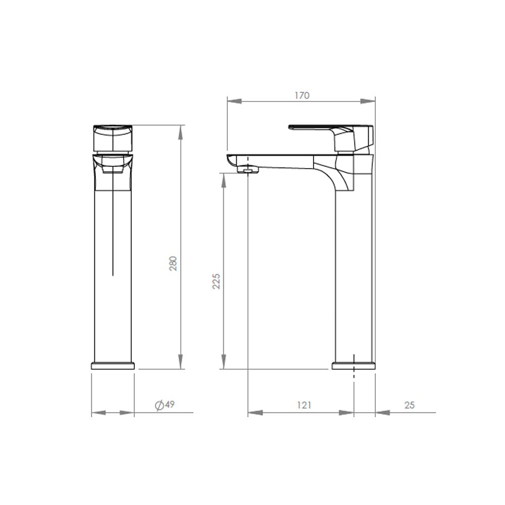 Monomando Lavamanos Alto Alezio Cromo
