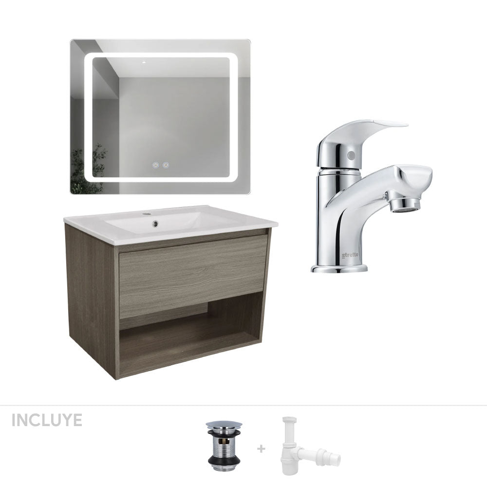 Pack Baño Alicante | Mueble de Baño + Espejo Led + Grifería Lavamanos