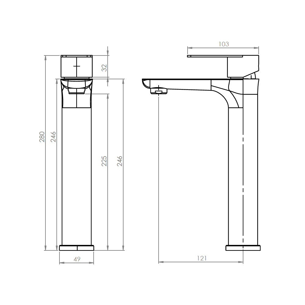 Pack Baño Baena | Vanitorio Sobre Cubierta 36cm + Grifería Alta Negro Mate
