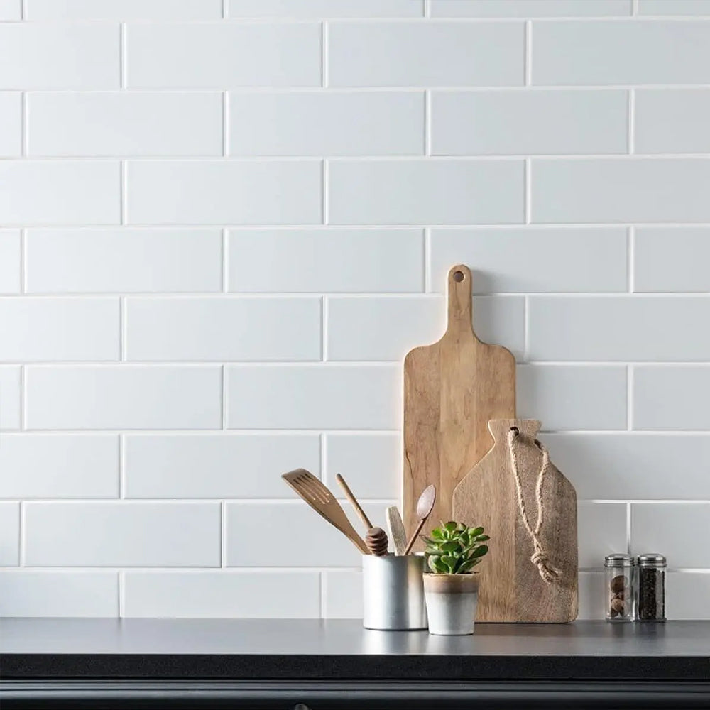 Cerámica Muro - Brick Mate Blanco 10x30