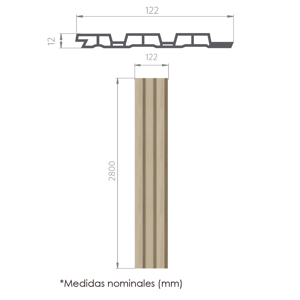 Wall Panel Beige 280x12.2x1.2 cm