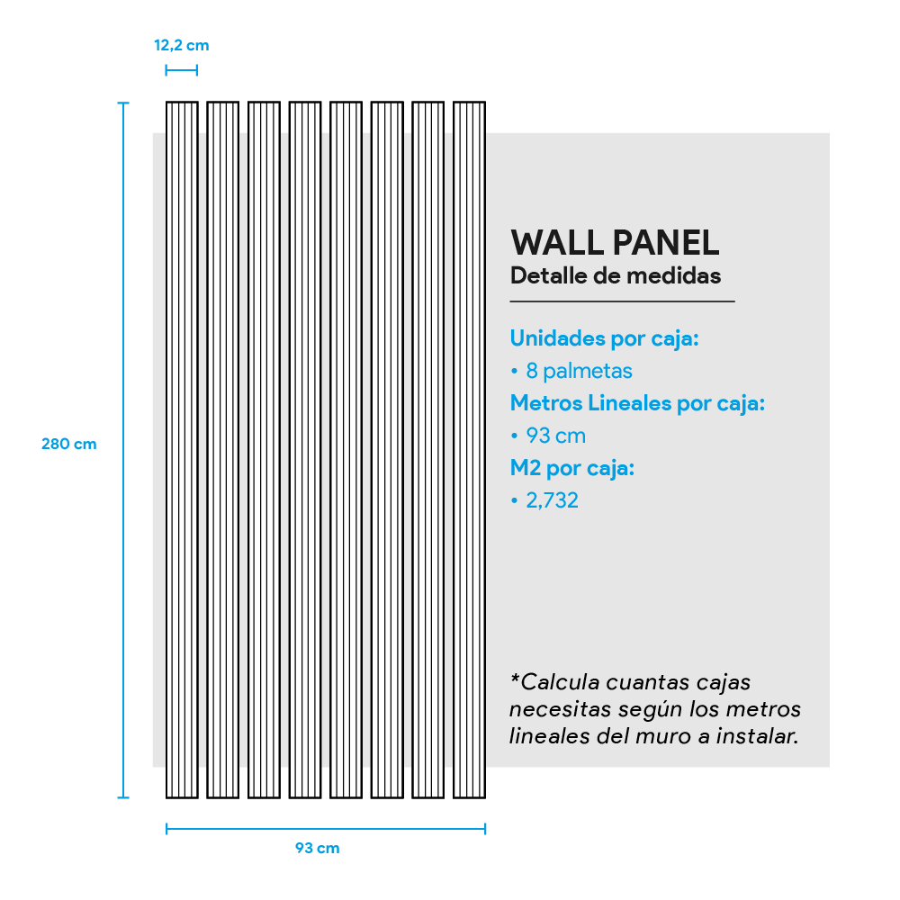 Wall Panel Grey 280x12.2x1,2 cm