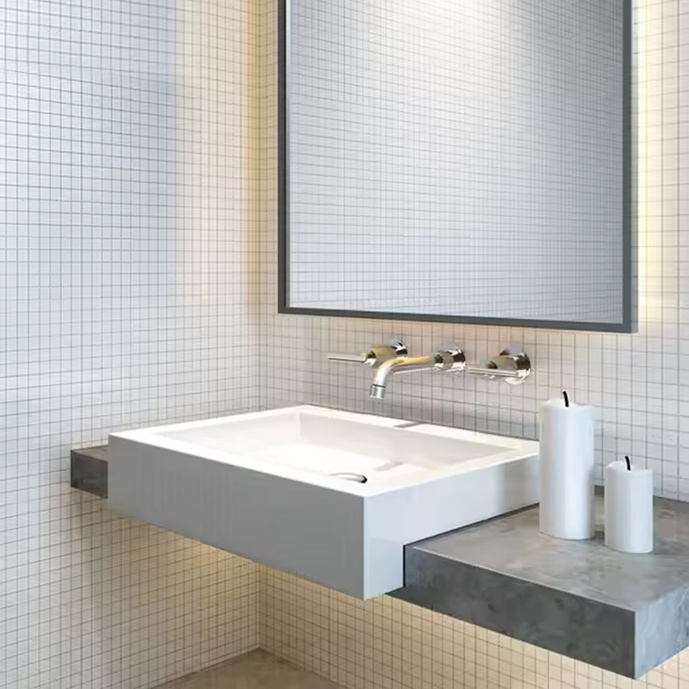 Gres - Mosaico Blanco 5x5 Muro Mate Sobre Malla 30x30