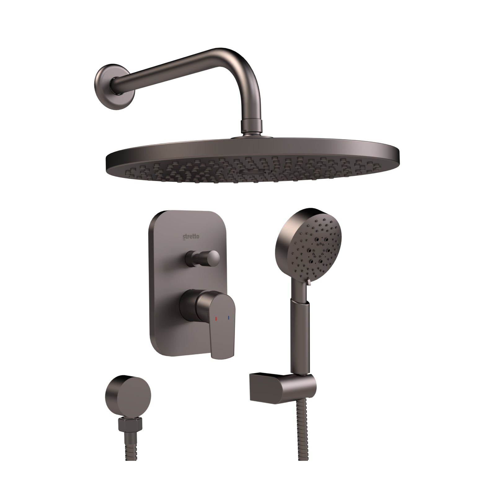 Monomando Ducha Empotrado con Inversor + Plato + Maneral Filippo Grafito Austral