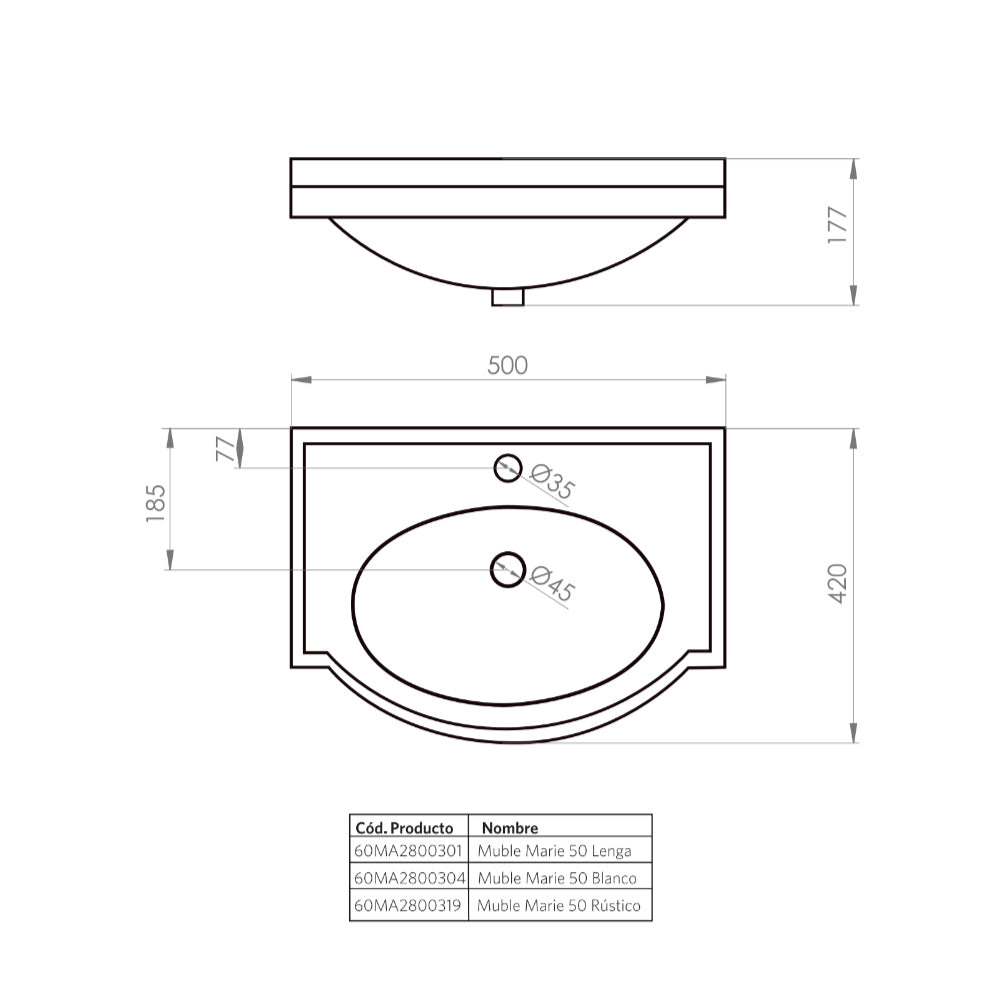 Mueble de Baño Completo Marie Rustico