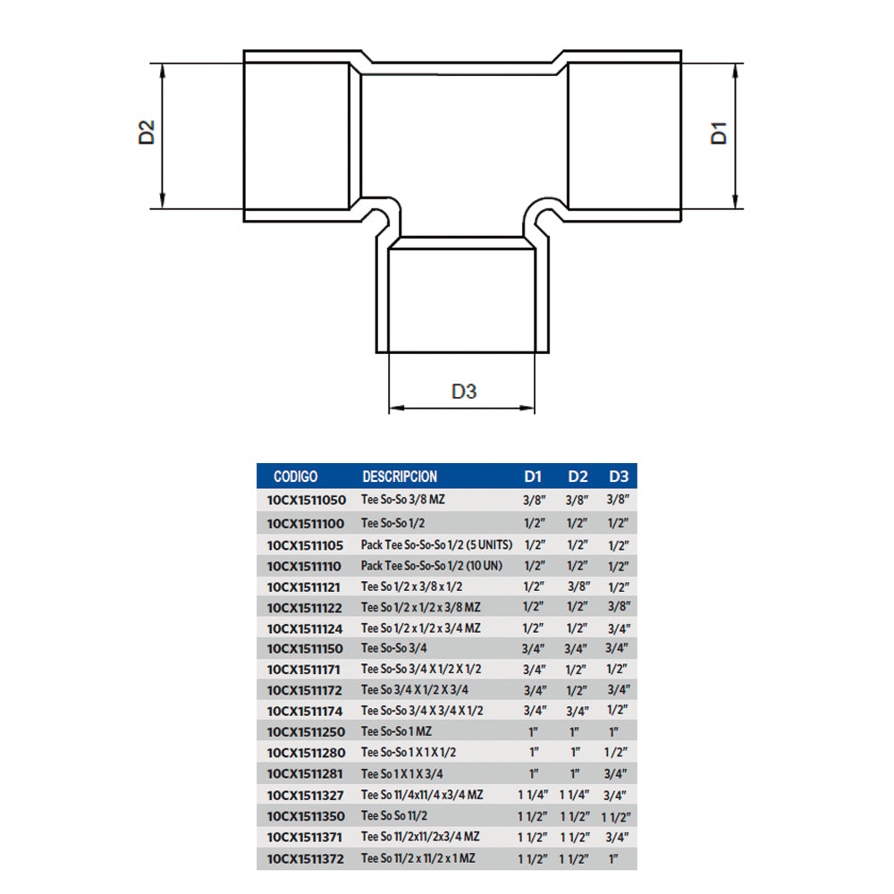 Tee para Agua So-So 1