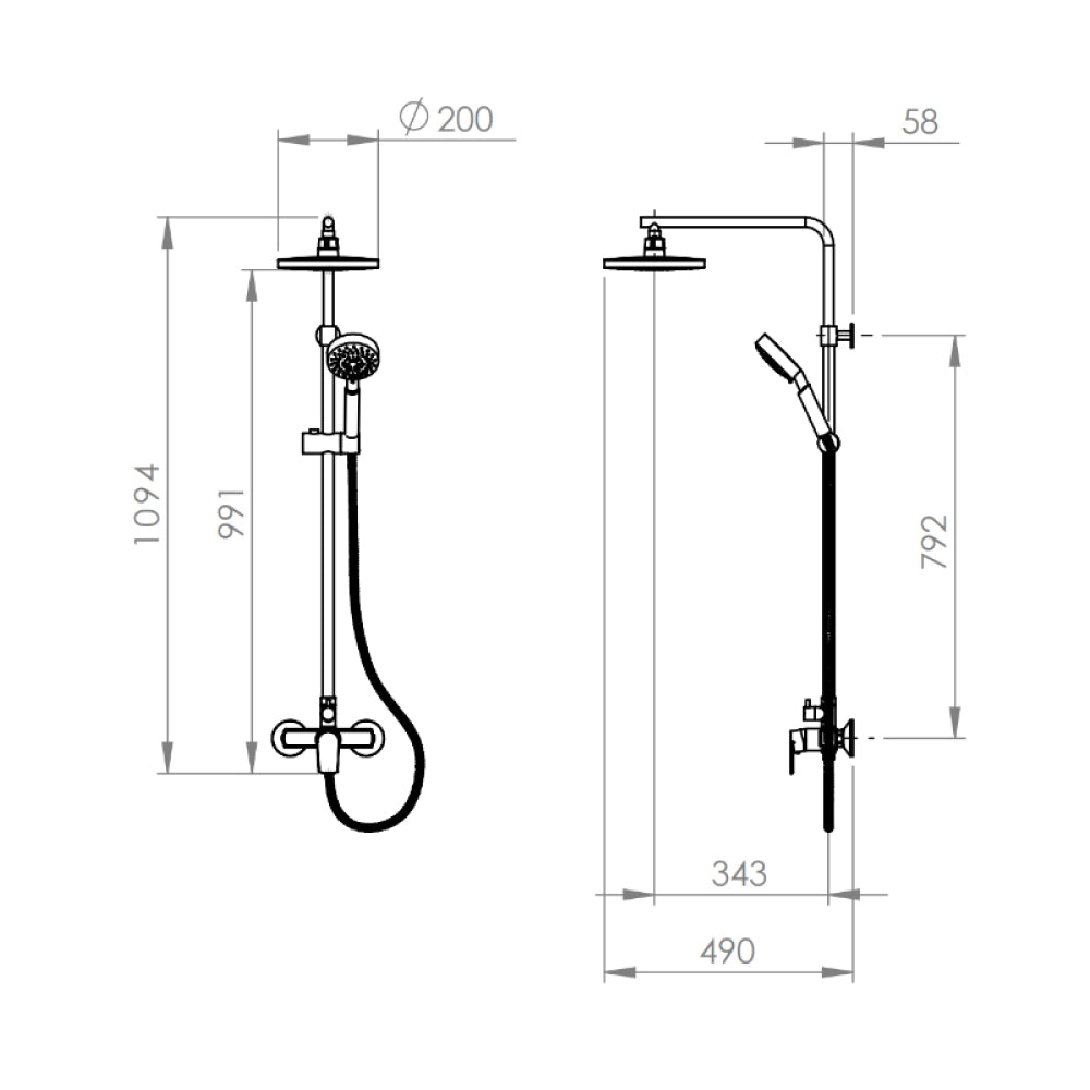 Columna de Ducha + Grifería Filippo Cromo