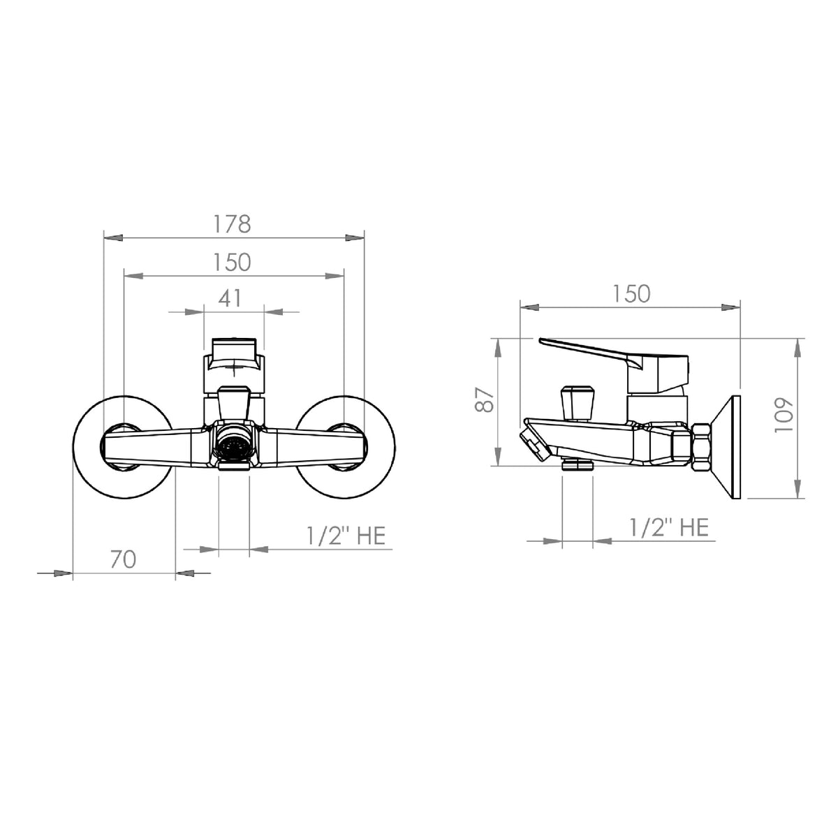 Monomando Tina Ducha sin Accesorios Liberi Cromo