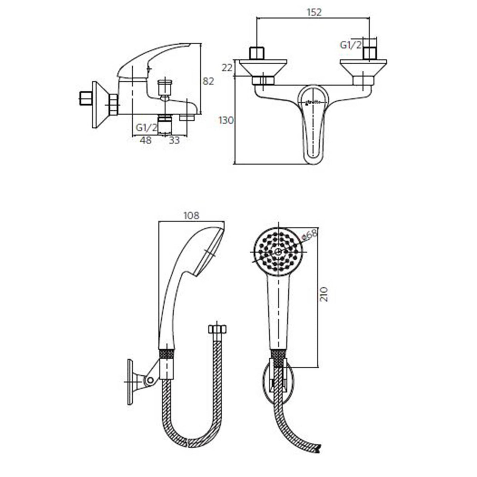 Monomando Tina Ducha Ornella Cromo