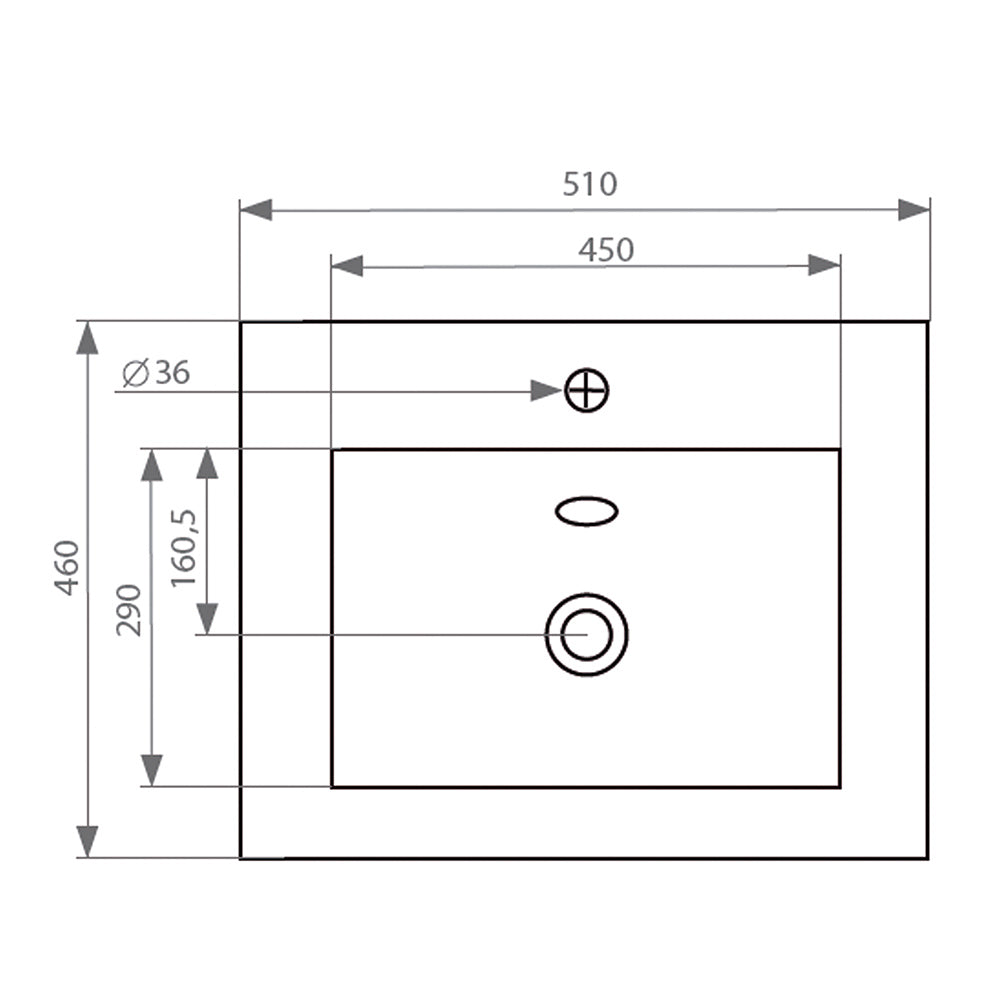 Mueble Vanitorio Moyen Lenga + Cubierta 50x46x50 cm