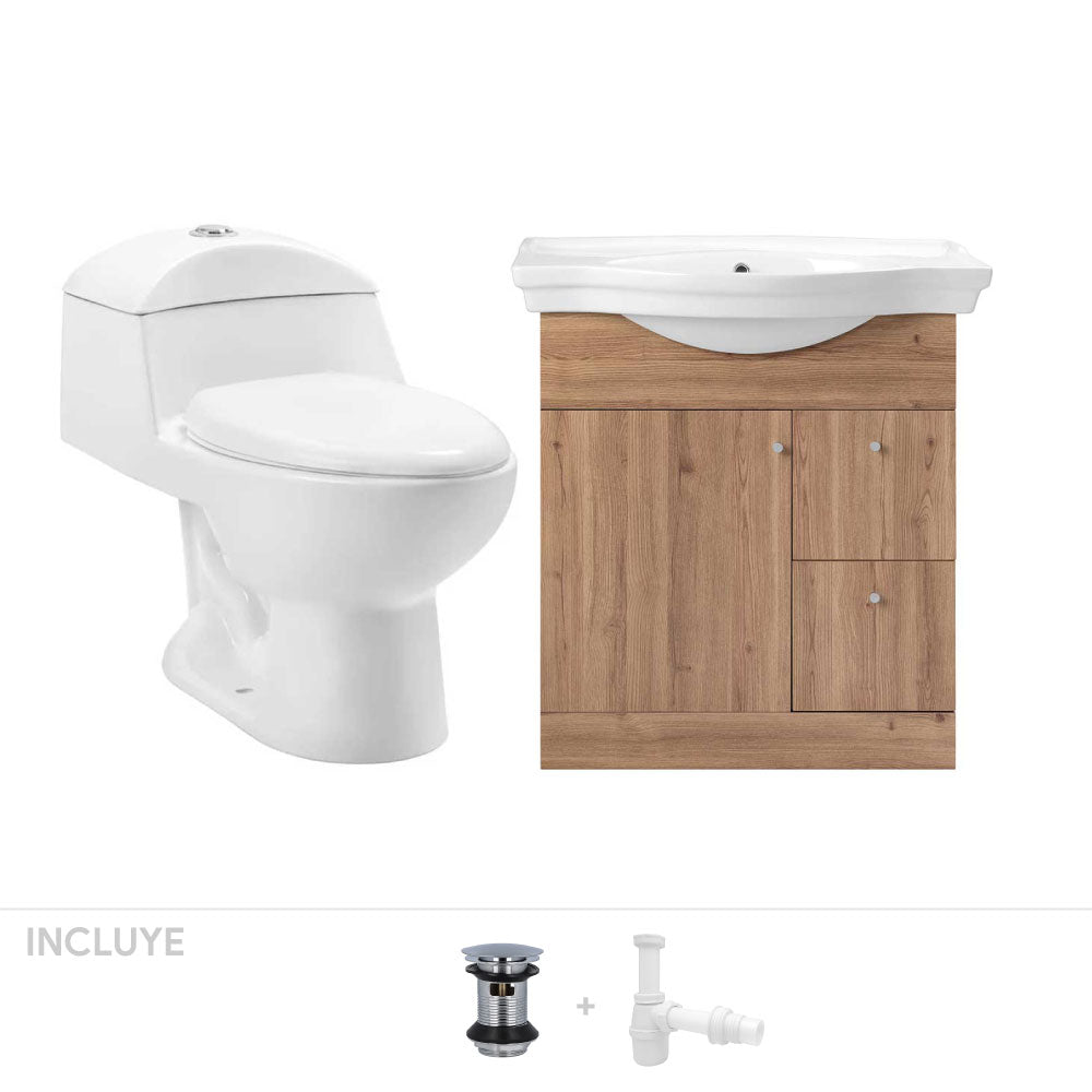 Pack Baño Segovia | Mueble Adele Rústico + Sanitario
